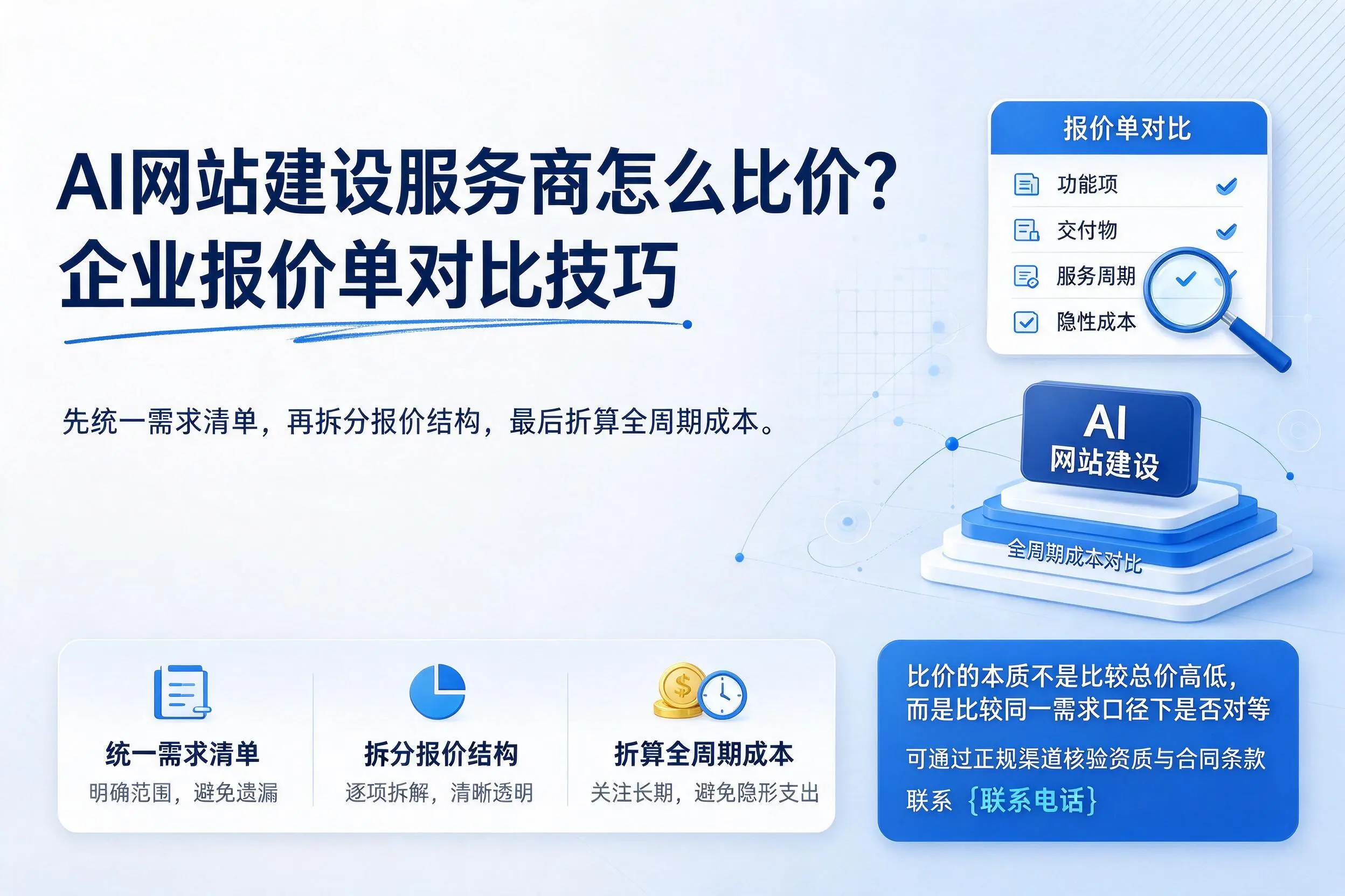 AI网站建设服务商怎么比价?大连企业报价单对比技巧