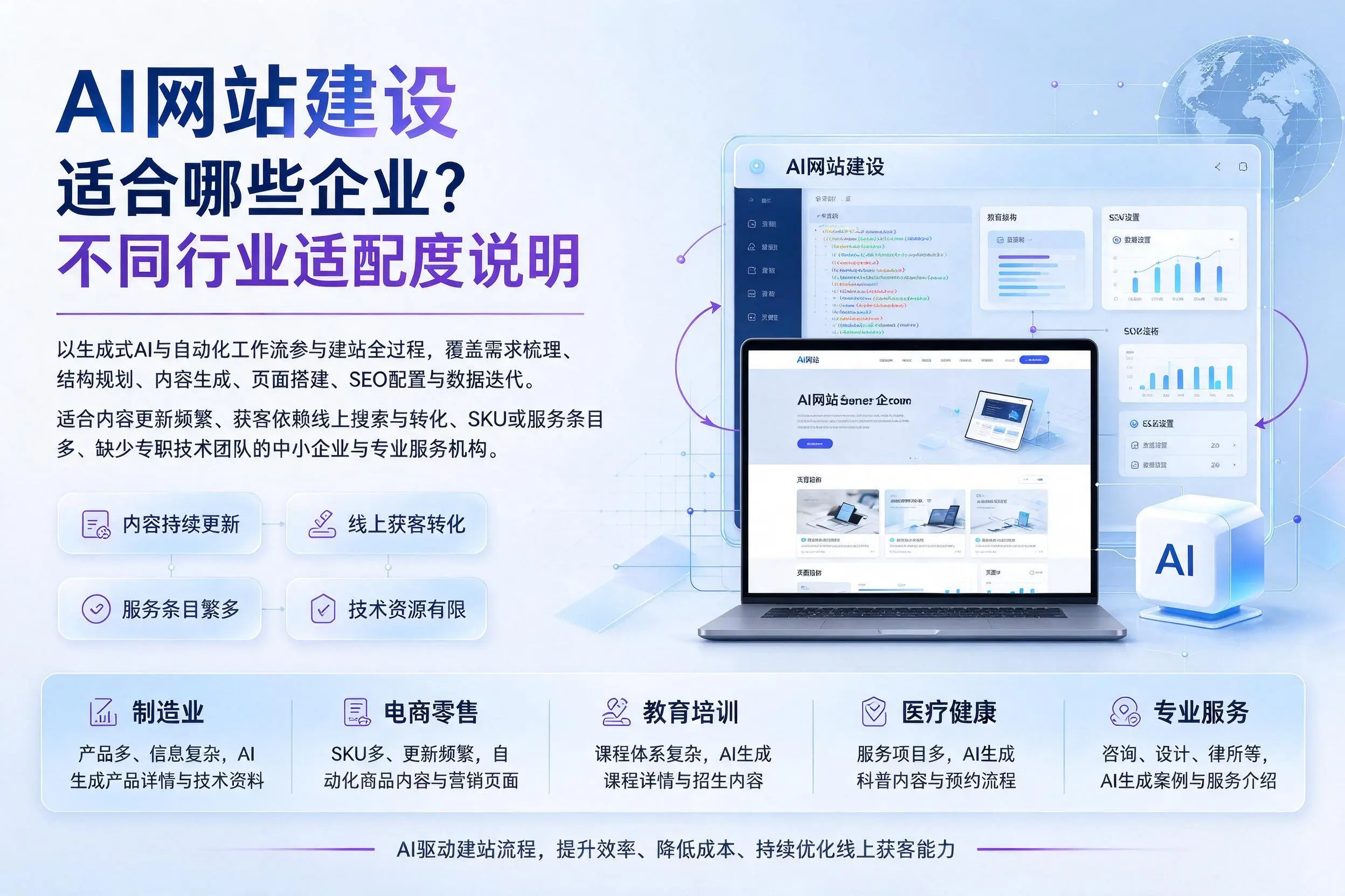 AI网站建设适合哪些企业？大连不同行业适配度说明